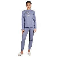 MeMoi Women's 100% Cotton Slub Knit Metallic Star Accent Pajama Set