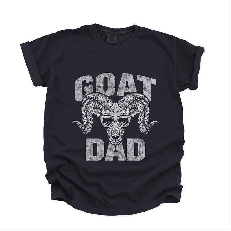 Simply Sage Market - Goat Dad Distressed Men's Garment Dyed Graphic T-Shirt