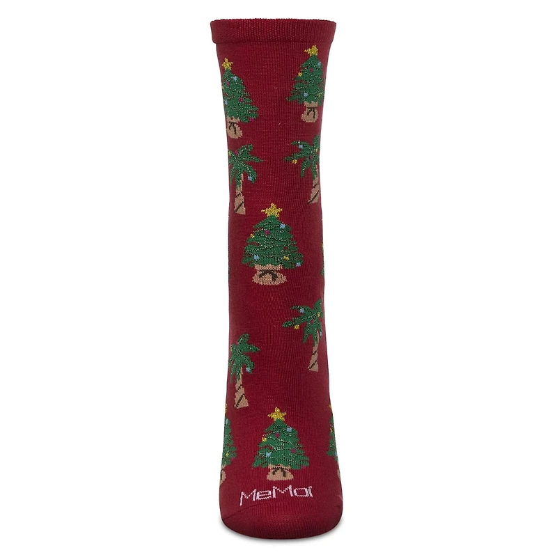 MeMoi Women's Tree Paradise Holiday Crew Socks
