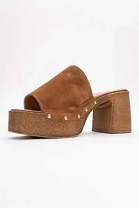Forever & Always Womens Pull Leather Platform Mules