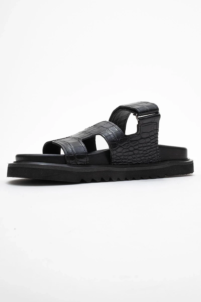 Forever & Always Womens Loana Leather Slide Sandals