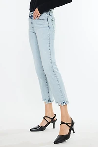 KanCan Women's Essentials Mid Rise Crop Straight Jeans Pam