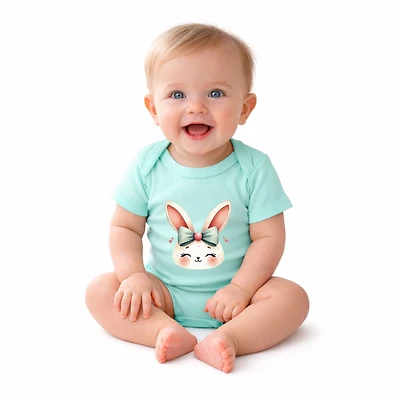The Juniper Shop - Watercolor Bunny Face Baby Short Sleeve Graphic Bodysuit