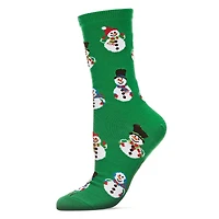 MeMoi Women's Smiley Snowman Holiday Crew Socks