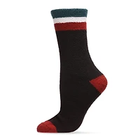 MeMoi Women's Solid Retro Stripe Super Soft Cozy Crew Socks