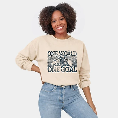 Simply Sage Market - One World, Goal Soccer Women's Graphic Sweatshirt