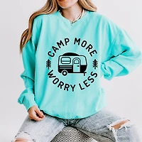 Camp More Worry Less Camper - Women's Lightweight Garment Dyed Sweatshirt