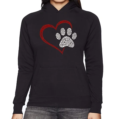 LA Pop Art Paw Heart - Women's Word Hooded Sweatshirt
