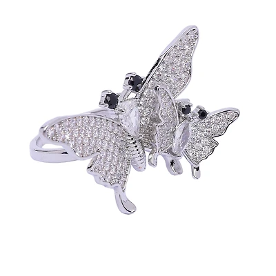 AGP Paris Women's Silver-Tone Flutter Butterfly Adjustable Ring