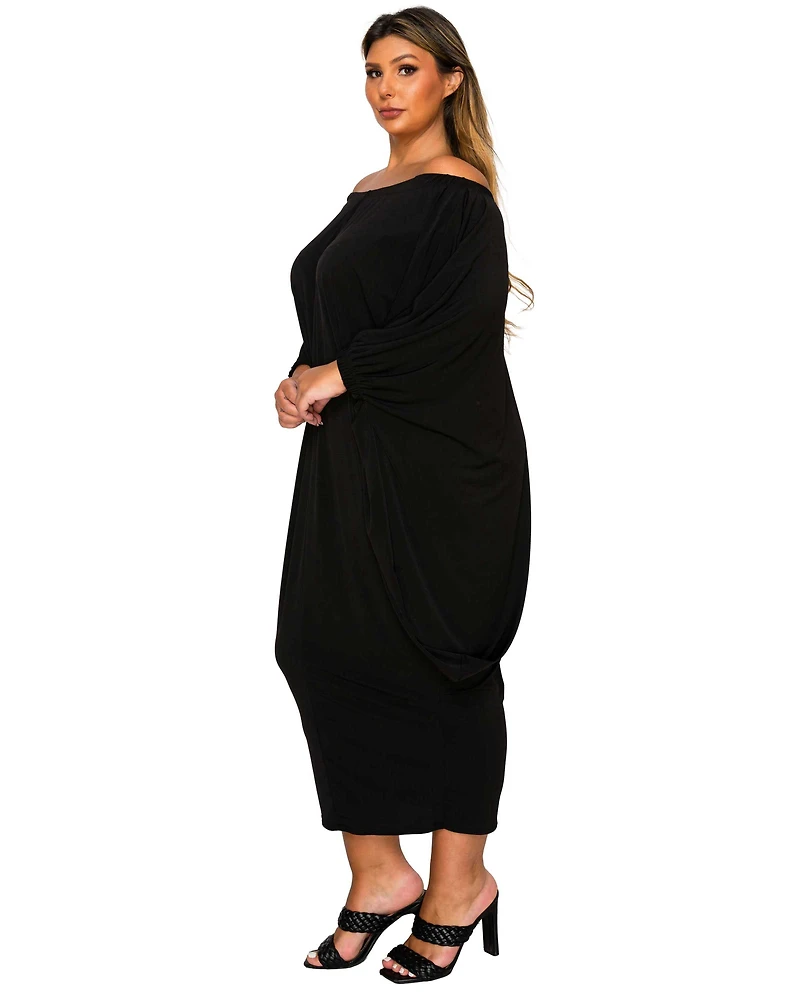 L I V D Women's Plus Eero Off Shoulder Taper Hem Dress