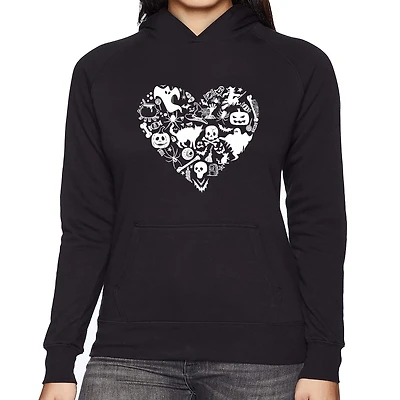 LA Pop Art Halloween Heart - Women's Word Hooded Sweatshirt