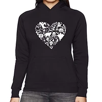 LA Pop Art Halloween Heart - Women's Word Hooded Sweatshirt
