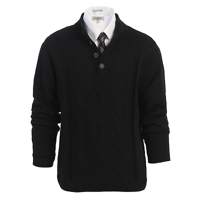 Gioberti Men's 100% Cotton Button Down Collar Knitted Pullover Sweater