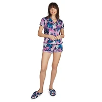 MeMoi Women's Stardust Tie Dye Notch Collar Cotton Blend Pajama Set