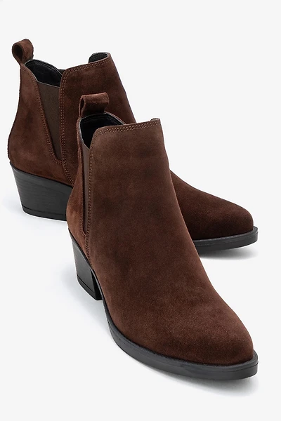 Forever & Always Womens Dovena Leather Block Heel Ankle Boots