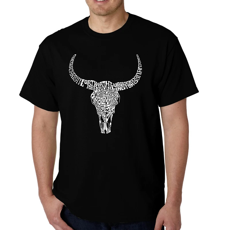 LA Pop Art Men's Word T-Shirt - Texas Skull