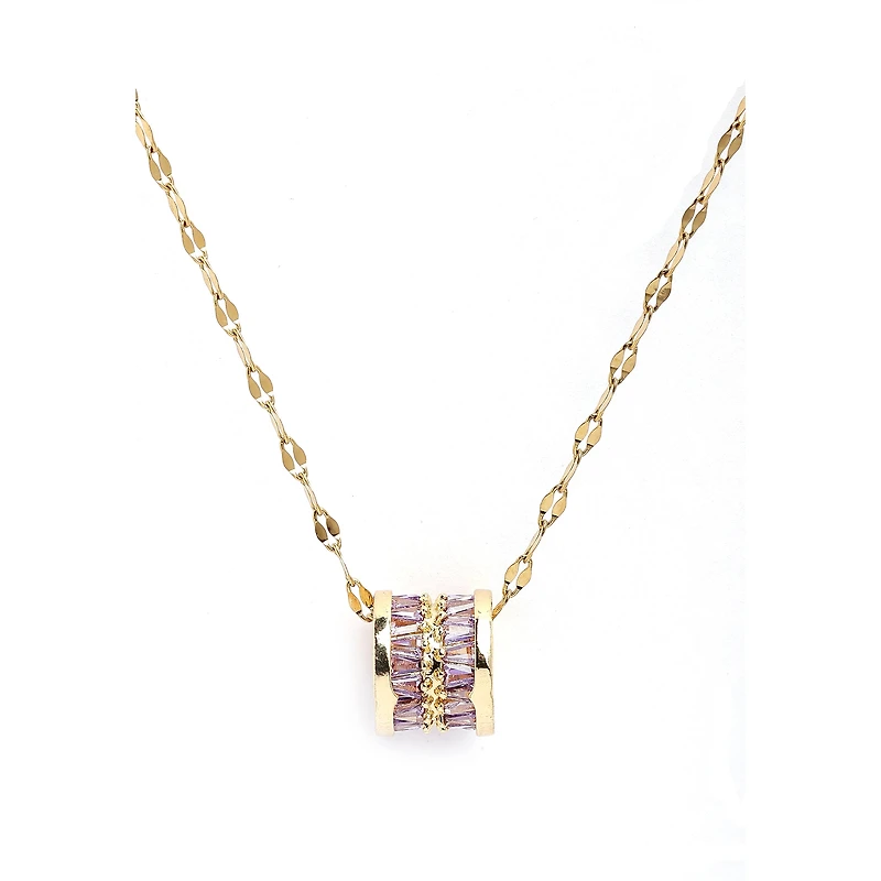 AGP PARIS Womens Diva Elegant Cylinder Inlaid Chain Pendant Necklace
