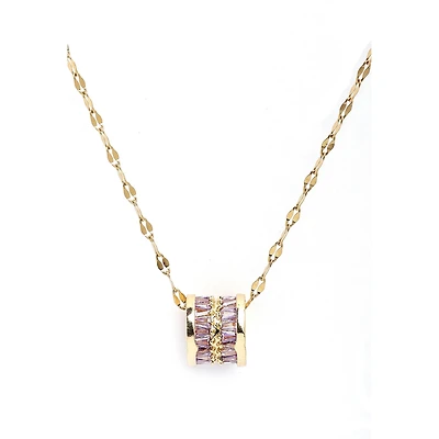 AGP PARIS Womens Diva Elegant Cylinder Inlaid Chain Pendant Necklace