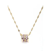 AGP PARIS Womens Diva Elegant Cylinder Inlaid Chain Pendant Necklace