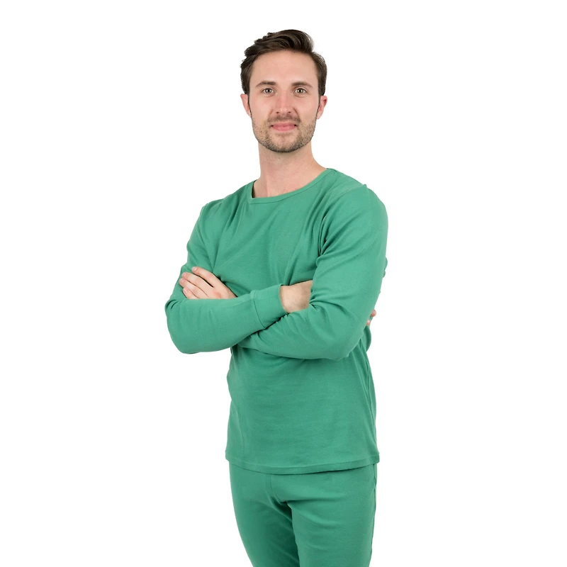 Leveret Mens 2-pc. Classic Solid Long Sleeve Cotton Snug Fit Pajamas