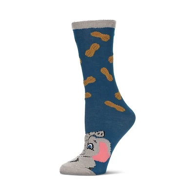 MeMoi Women's Foot Pet Elephant Crew Socks