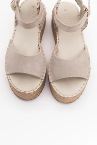 Forever & Always Womens Serez Leather Platform Espadrilles Sandals