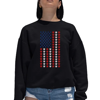 LA Pop Art Paws Flag - Women's Word Crewneck Sweatshirt