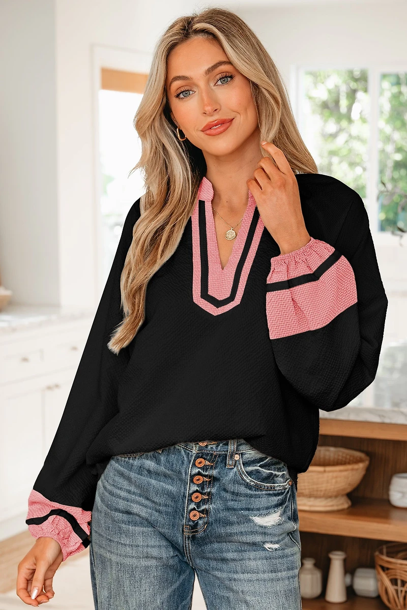Threaded Pear Women's Siya Long Sleeve Blouse Top