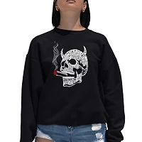 LA Pop Art 7 Deadly Sins Skull - Women's Word Crewneck Sweatshirt