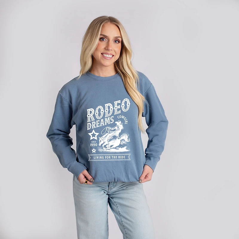 Simply Sage Market - Rodeo Dreams Living For The Ride Women's Lightweight Garment Dyed Sweatshirt