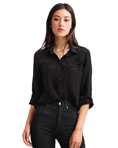 Belle & Bloom Womens Eclipse Rolled Sleeve Blouse
