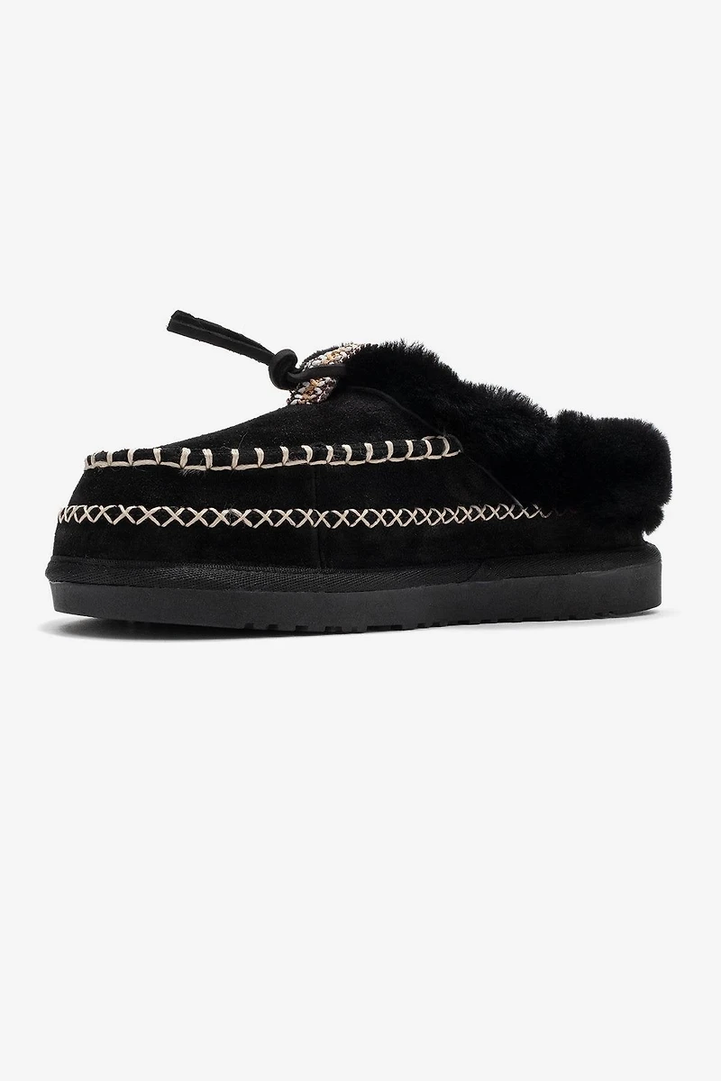 Forever & Always Womens Noriel Leather Moccasin Slippers