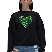 LA Pop Art Clover Heart - Women's Word Crewneck Sweatshirt