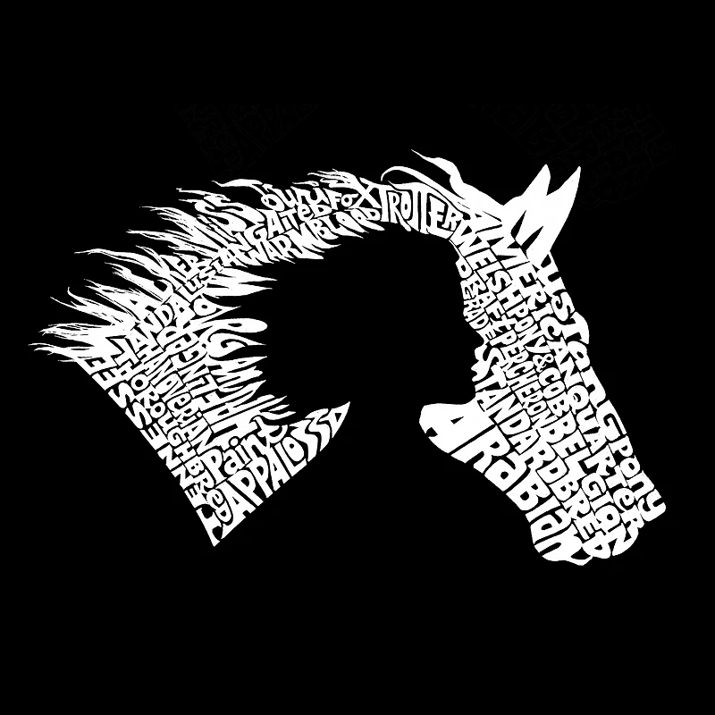 LA Pop Art Men's Cotton-Poly Word T-Shirt - Girl and Horse