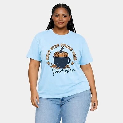 Simply Sage Market - Whatever Spices Your Pumpkin Mug Women's Plus Sized Garment Dyed Graphic T-Shirt