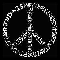 LA Pop Art Different Faiths peace sign - Men's Word Hooded Sweatshirt
