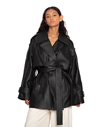 Belle & Bloom Womens Forevermore Leather Trench Coat
