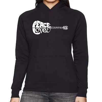 LA Pop Art Peace Love Country - Women's Word Hooded Sweatshirt