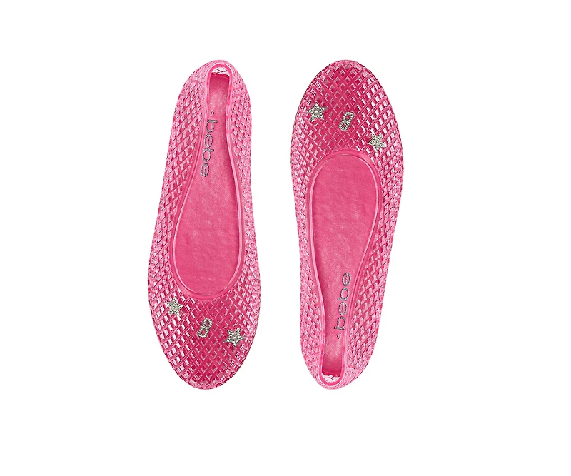 bebe Womens Jelly Flats with Charms Slip On Lightweight Shoes