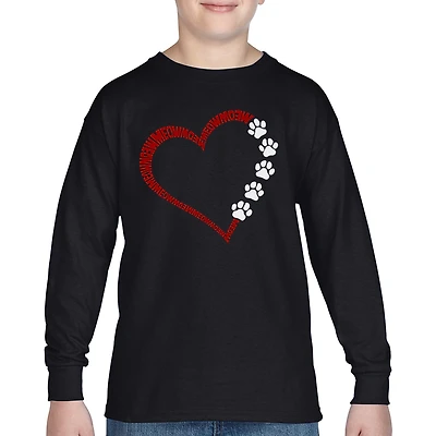 LA Pop Art Boys Long Sleeve T-Shirt - Meow Heart