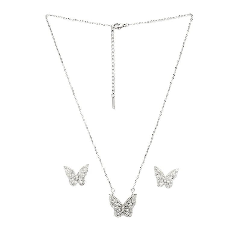 AGP PARIS Whimsy Butterfly Womens Necklace and Earrings Set