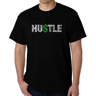LA Pop Art Men's Hustle Word Cotton Crew Neck T-Shirt - Short Sleeve, Regular Fit