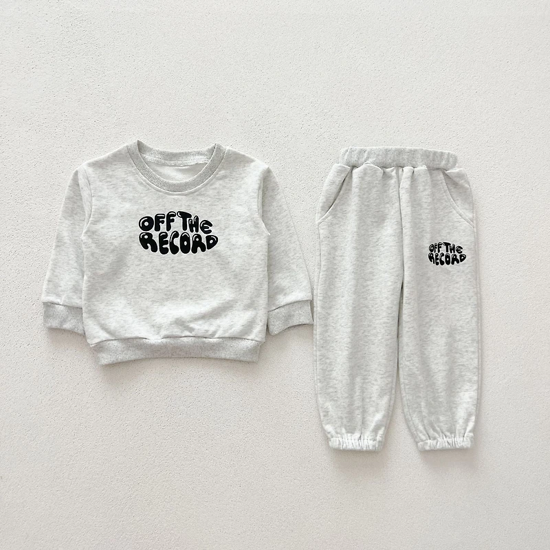 MyKids-USA Casual and Versatile Set: Letters Print Top Pullover Pants for Baby Toddlers