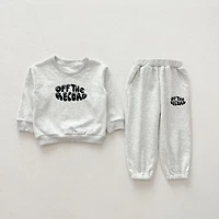 MyKids-USA Casual and Versatile Set: Letters Print Top Pullover Pants for Baby Toddlers