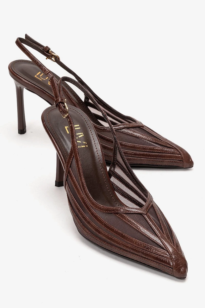 Prologue Shoes Womens Eleana Slingback Mesh Stiletto Pump