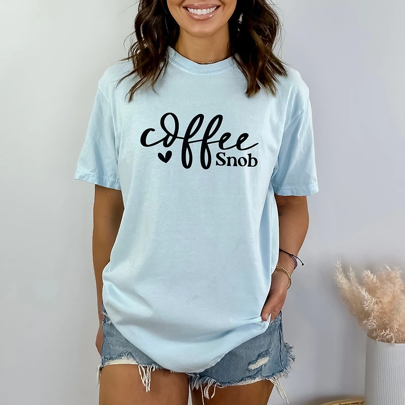 Simply Sage Market - Coffee Snob Cursive Women's Garment Dyed Graphic T-Shirt