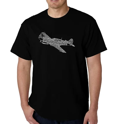 LA Pop Art Men's P-40 Word T-Shirt - 100% Cotton, Crew Neck