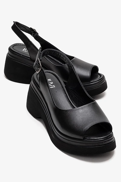 Forever & Always Womens Laure Leather Wedge Sandals