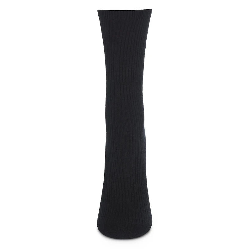 MeMoi Women's 2 Pair Pack Bamboo Blend Flat Ribbed Crew Socks