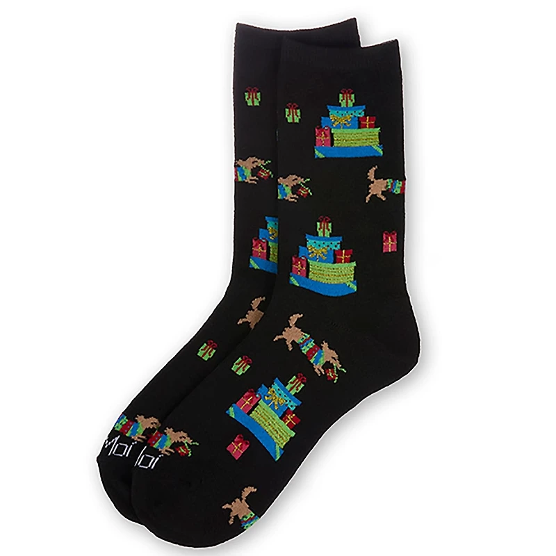 MeMoi Women's Pile Of Gifts Holiday Crew Socks